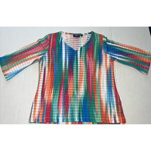 Onque Casual Bright Multicolor 3/4 Sleeve Top Women's SZ PM